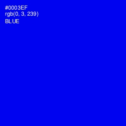 #0003EF - Blue Color Image