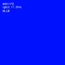 #0011FE - Blue Color Image