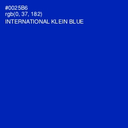 #0025B6 - International Klein Blue Color Image