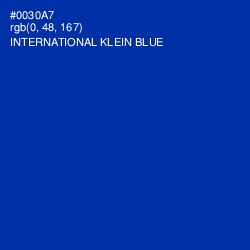 #0030A7 - International Klein Blue Color Image