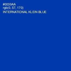 #0039AA - International Klein Blue Color Image