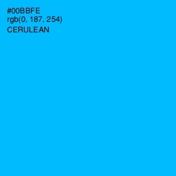 #00BBFE - Cerulean Color Image