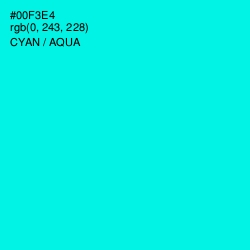 #00F3E4 - Cyan / Aqua Color Image