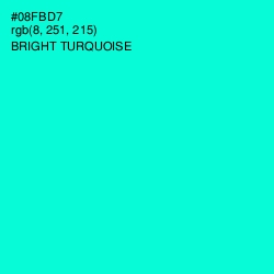 #08FBD7 - Bright Turquoise Color Image