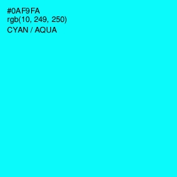#0AF9FA - Cyan / Aqua Color Image