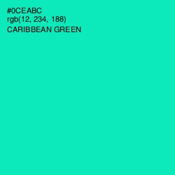 #0CEABC - Caribbean Green Color Image