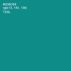 #0D8C88 - Teal Color Image
