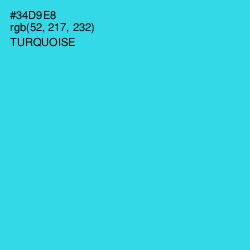 #34D9E8 - Turquoise Color Image