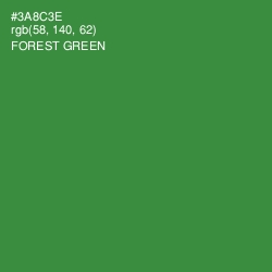 #3A8C3E - Forest Green Color Image