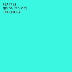 #3AF7E2 - Turquoise Color Image