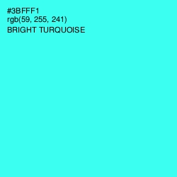 #3BFFF1 - Bright Turquoise Color Image