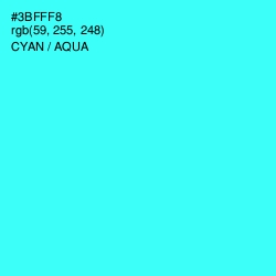 #3BFFF8 - Cyan / Aqua Color Image