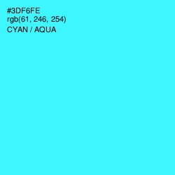 #3DF6FE - Cyan / Aqua Color Image