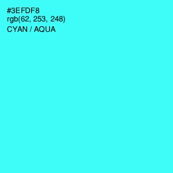 #3EFDF8 - Cyan / Aqua Color Image