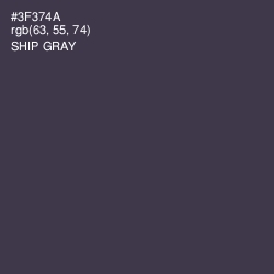 #3F374A - Ship Gray Color Image