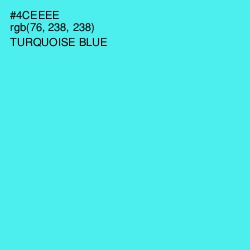 #4CEEEE - Turquoise Blue Color Image