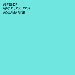 #6FE6DF - Aquamarine Color Image