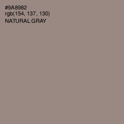 #9A8982 - Natural Gray Color Image