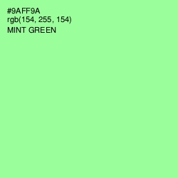 #9AFF9A - Mint Green Color Image