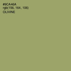 #9CA46A - Olivine Color Image
