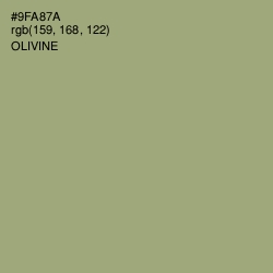 #9FA87A - Olivine Color Image