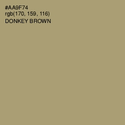 #AA9F74 - Donkey Brown Color Image