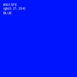#0015FE - Blue Color Image
