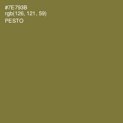 #7E793B - Pesto Color Image