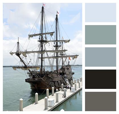Moored Galleon Ship Image