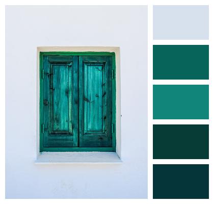 Window Green Architecture Wooden White Wall Cyprus Traditional Image