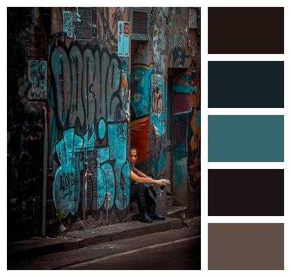 Painting Mural People Woman Art Wall Alone Sitting Graffiti Image