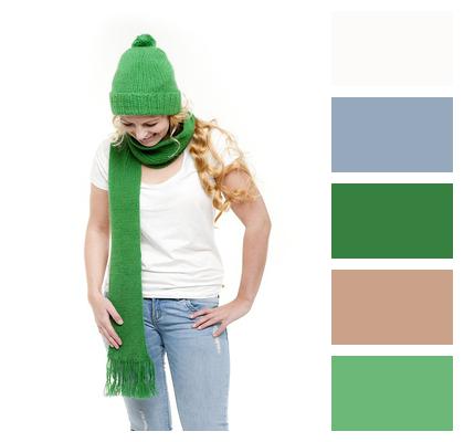 Knitted Hat Green Christmas Woman Image