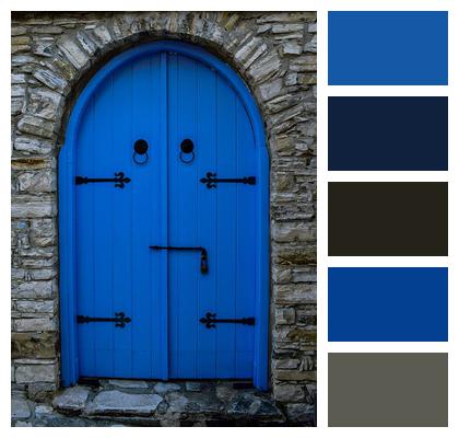 Wooden Blue Door Image