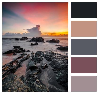 Sunset Water Seashore Image