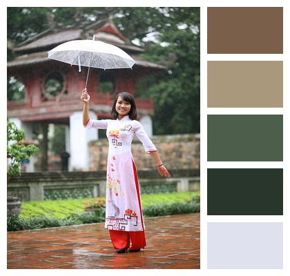 Umbrella Girl Asian Image