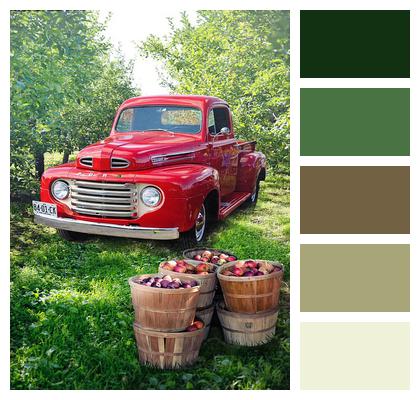 Red Truck Vintage Image