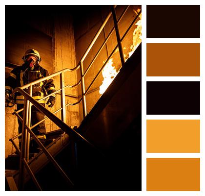 Fireman Stairs Flame Image