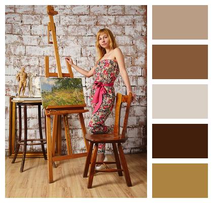 Artist Painting Easel Image