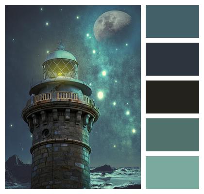 Fantasy Night Lighthouse Image