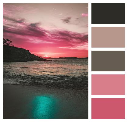 Sunset Ocean Beach Image