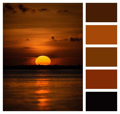 Sunset Sun Lake Image