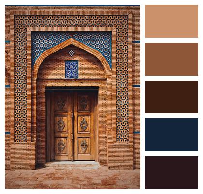 Door Muslims Architecture Art Stone Pattern Wall Wooden Brick Entrance Doorway Design Image