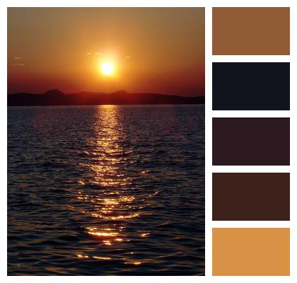 Sunset Horizon Lake Image
