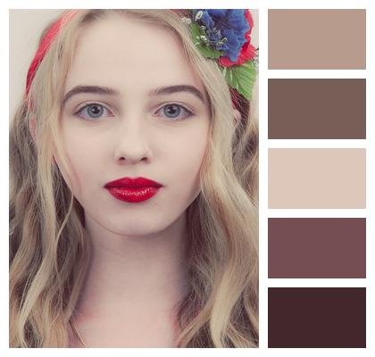Lipstick Face Blonde Portrait Image
