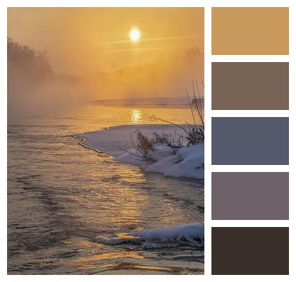 River Winter Sunrise Image