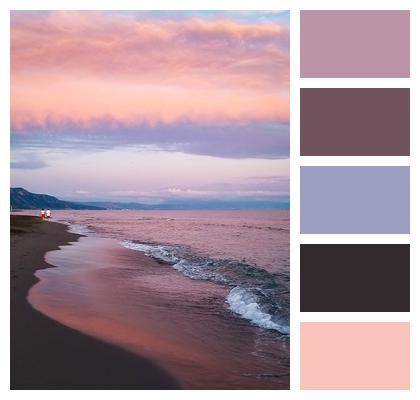 Sunset Beach Sea Image