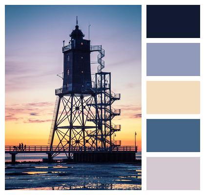 Sunset Lighthouse Sea Image