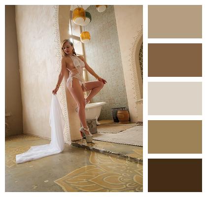 Rich Swimsuit Girl Arabic Style Image