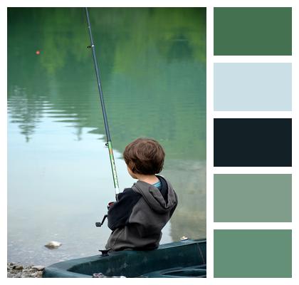 Child Lake Fishing Image