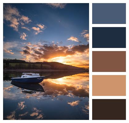 Lake Sunset Boat Image